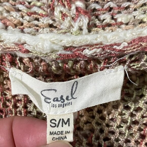 Easel Open Front Cardigan Pool Cover Up S/M Neutrals Beachy Coastal Cali Style - Picture 4 of 5